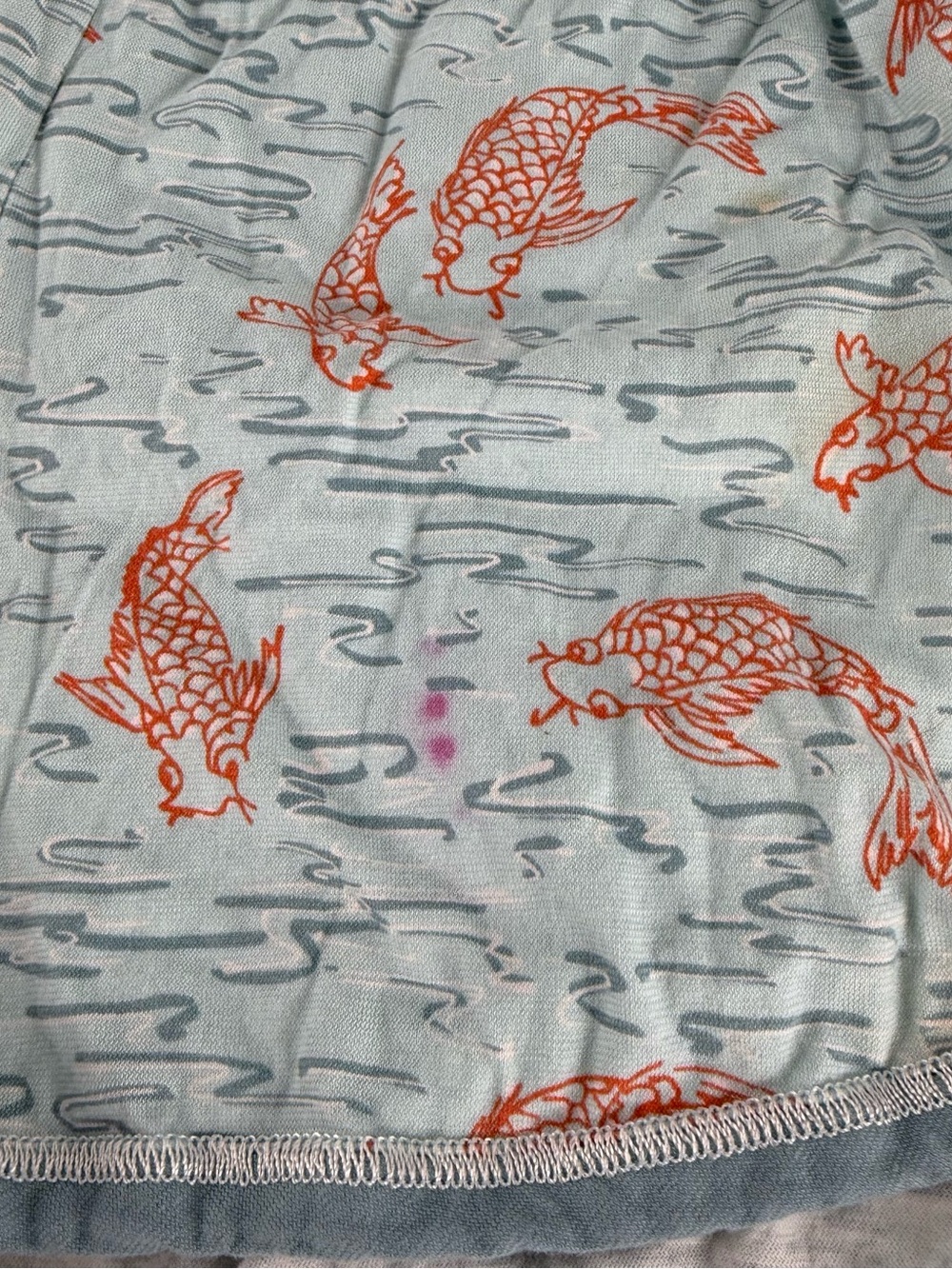 Garnet Hill Green Cotton Koi Fish Pajama Set L Blue Orange Cami Shorts - Picture 3 of 10
